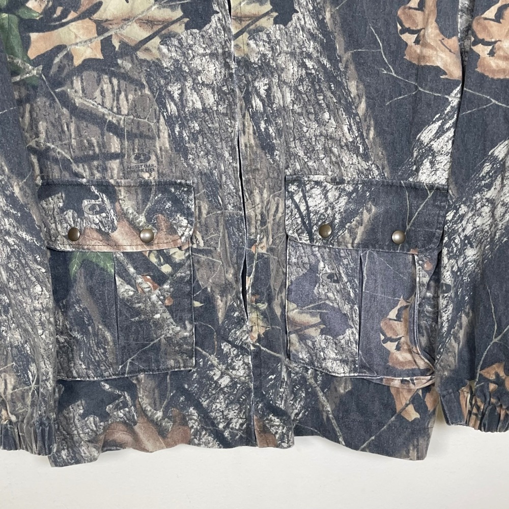 No Trace Mossy Oak Camo Full Zip Jacket Mens L Green Brown Hunting Utility - Picture 4 of 10